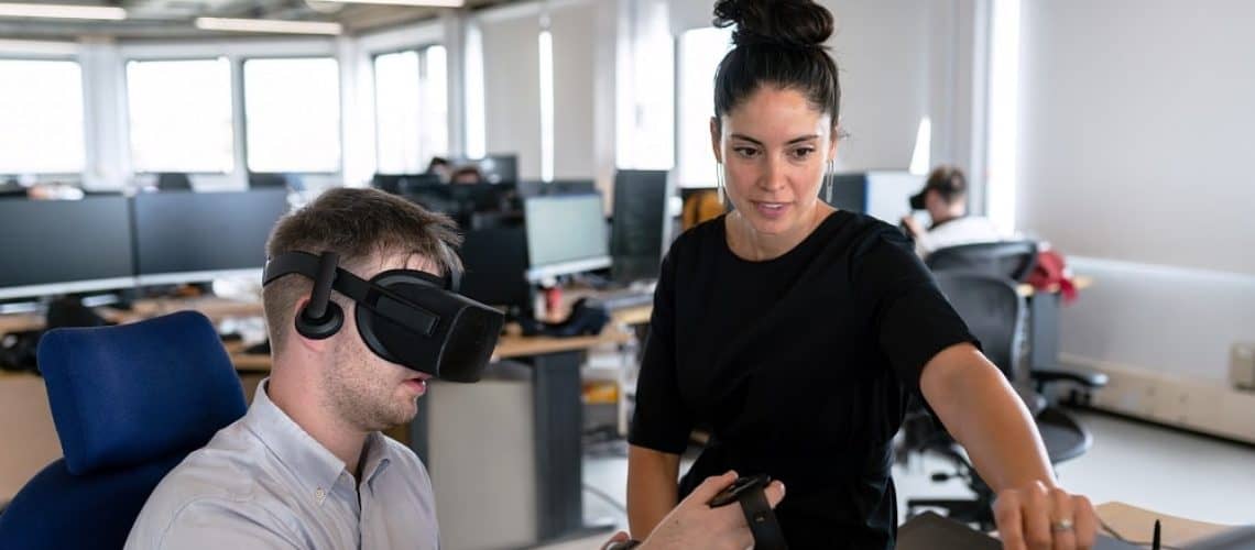 designer working with virtual reality headset